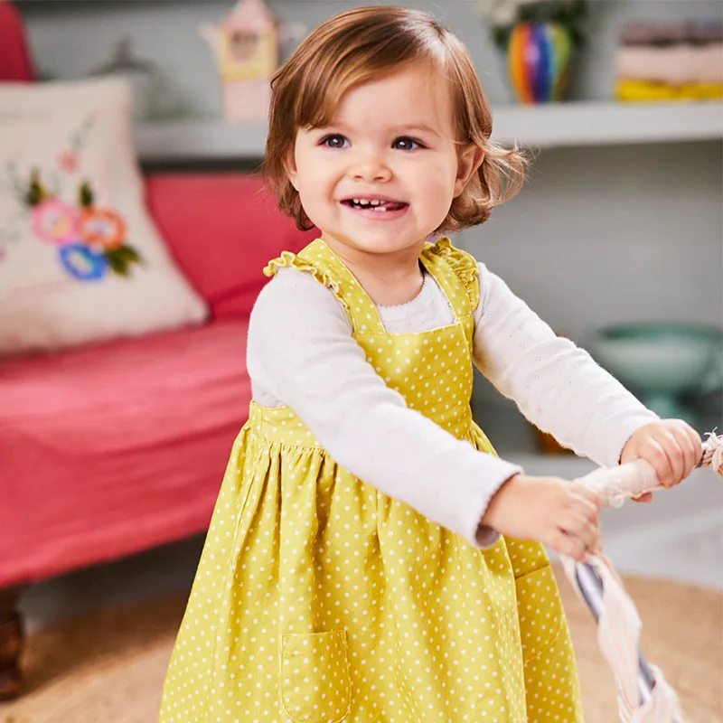 Little maven kids brand clothes 2019 autumn baby girls Cotton yellow dot sundress girl sleeveless dresses Q0055 | Детская одежда и