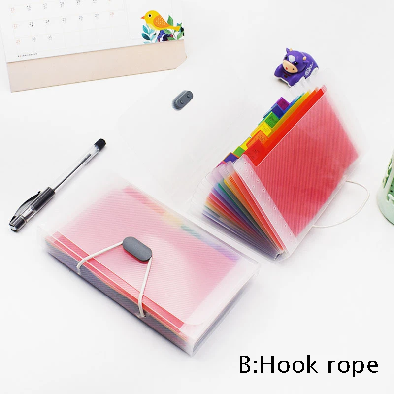 B Hook rope 13 слоев пластика цвета радуги А6 папка для документов маленькие сумки для документов расширяющиеся бумажники папки для документов fichario Escolar - Цвет: B Hook rope
