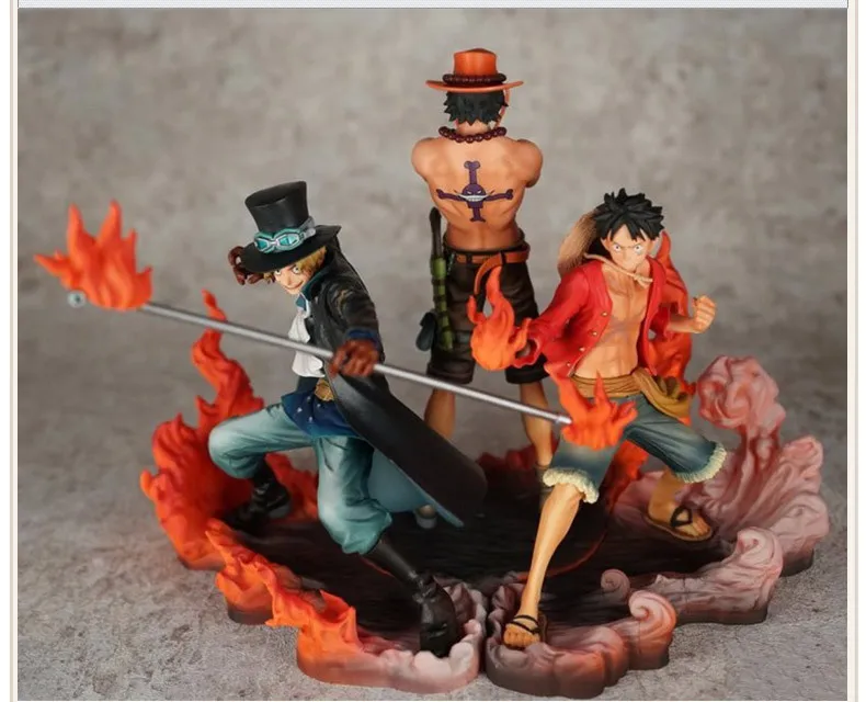 Аниме One Piece Ace Luffy Sabo Fire Fist 3 шт./компл. ПВХ экшн-фигурка игрушка Коллекционная