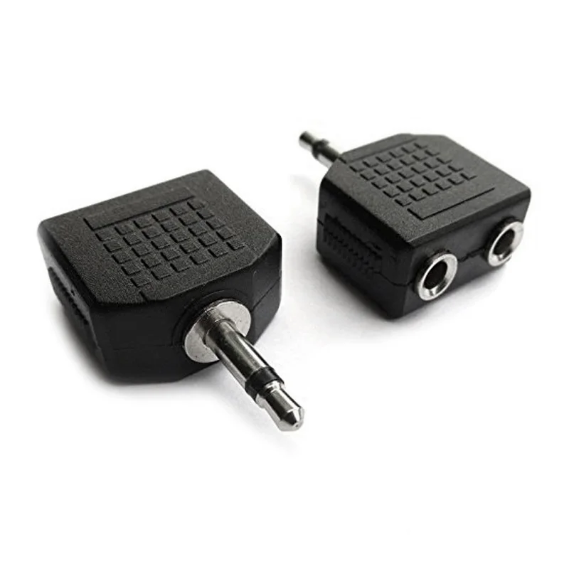 

6 Pcs 3.5mm Mono Audio Plug to 2 Ports 3.5mm Jack Splitters Adapters Black
