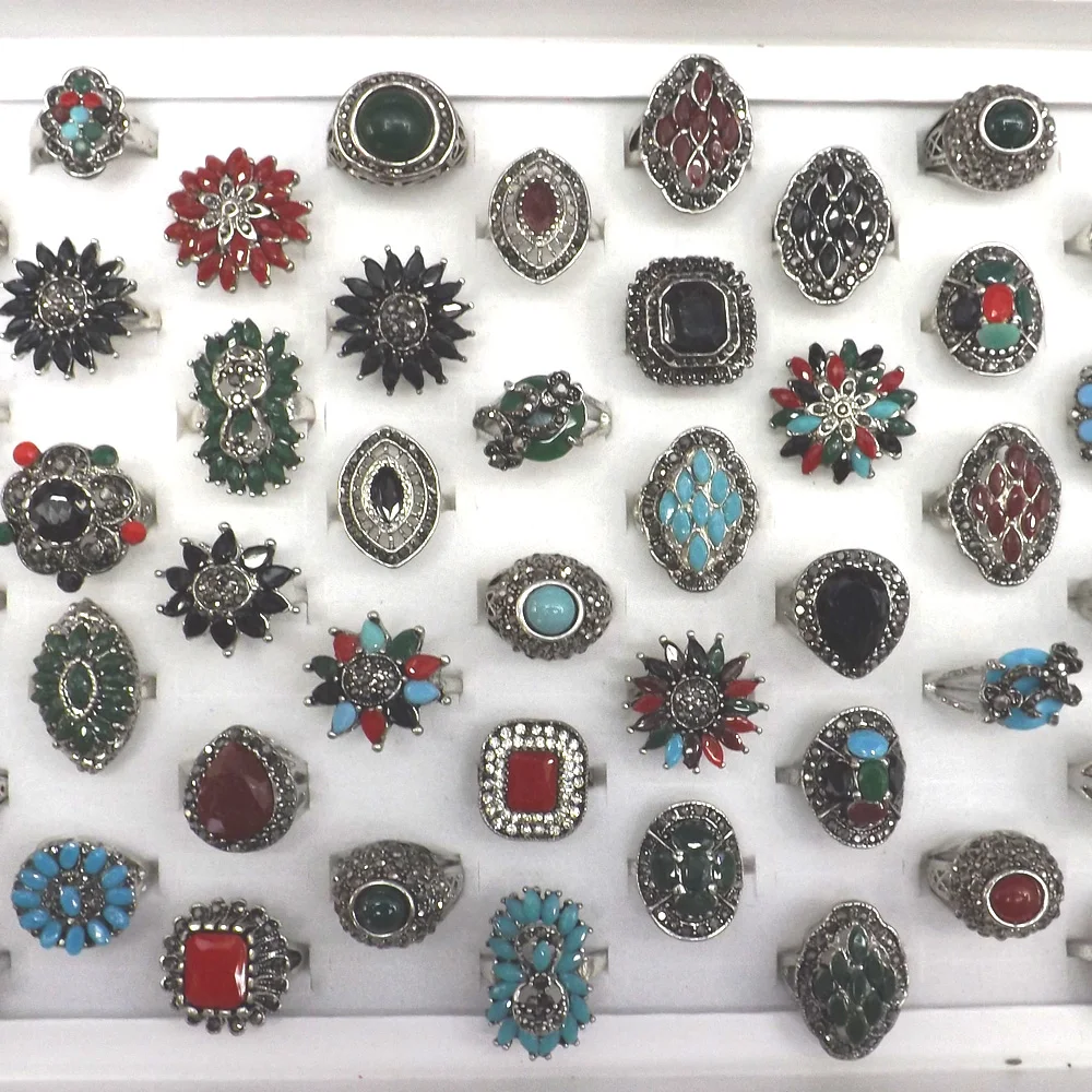 Винтажные дизайнерские разноцветные кольца из смолы с кристаллами китайские