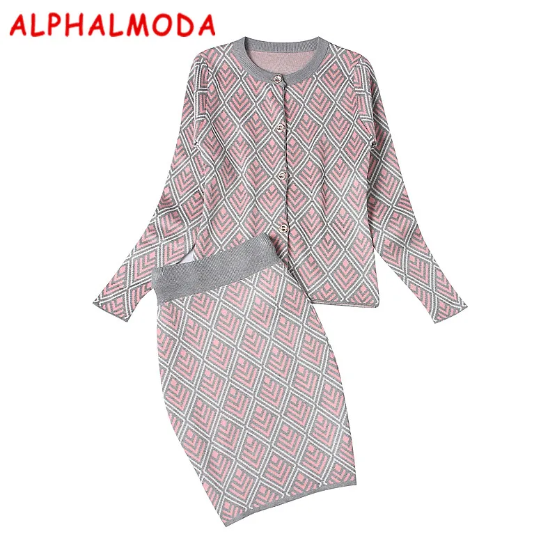 Женский вязаный кардиган ALPHALMODA элегантный комплект одежды в офисном стиле с