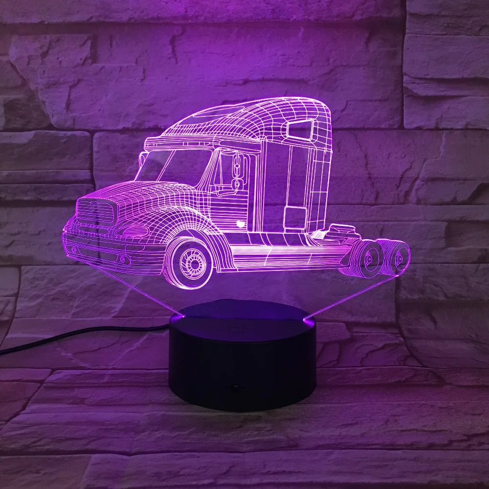Тяжелых грузовиков 3D ночной Светильник автомобильная лампа USB 7 цветов Изменение