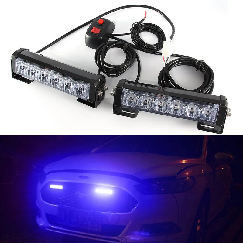 

JX-LCLYL 2 шт. автомобиля 12V 6LED аварийного Предупреждение опасности со стробоскопической вспышкой гриль светильник бар синий