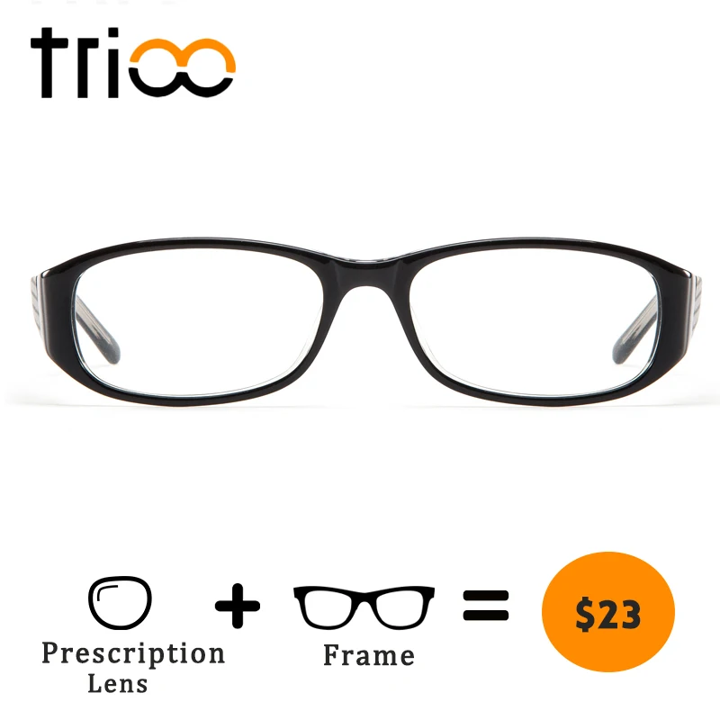 

TRIOO Rhombic Pattern Prescription Eye Glasses Women Myopia Eyeglasses Acetate Oval Clear Diopter Reading Eyewear Spectacles