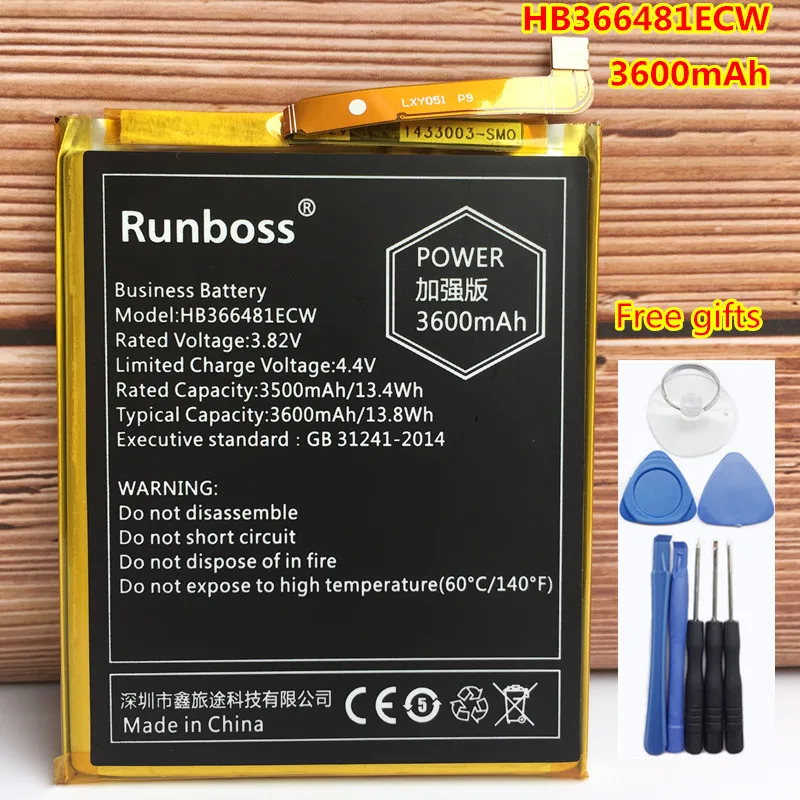 Runboss HB366481ECW 3600 мАч аккумулятор большой емкости для Huawei P9 G9 Lite Honor 8 5C Оригинальный