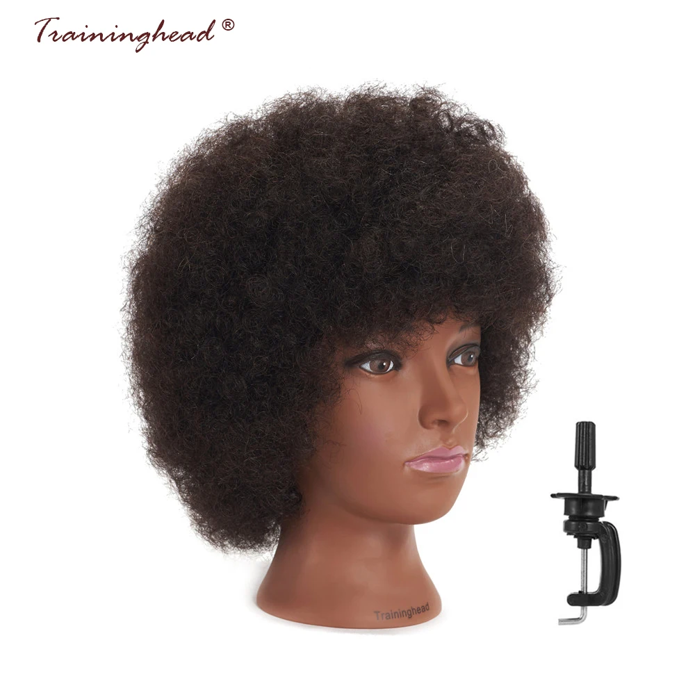 Traininghead 10 ''афро человеческие волосы 100% манекен головы для волос парики