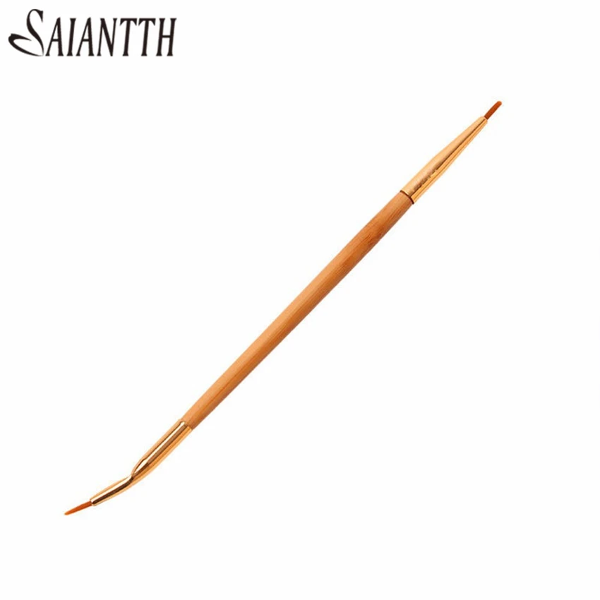 SAIANTTH, двойная кисть для подводки глаз+ кисти для макияжа губ, гнущаяся подводка для глаз, двойные косметические инструменты, натуральная бамбуковая ручка, pincel maquiagem