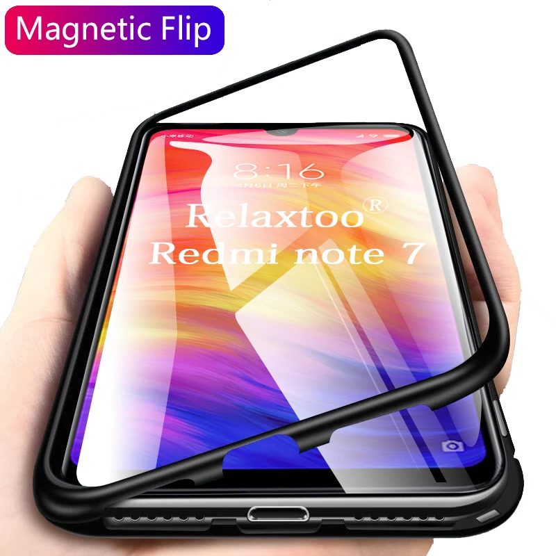 360 чехлы с полной защитой для Xiao mi Red mi Note 7 Чехол из закаленного стекла красный mi Note 7 Магнитный флип-чехол для телефона xao mi Red mi note7