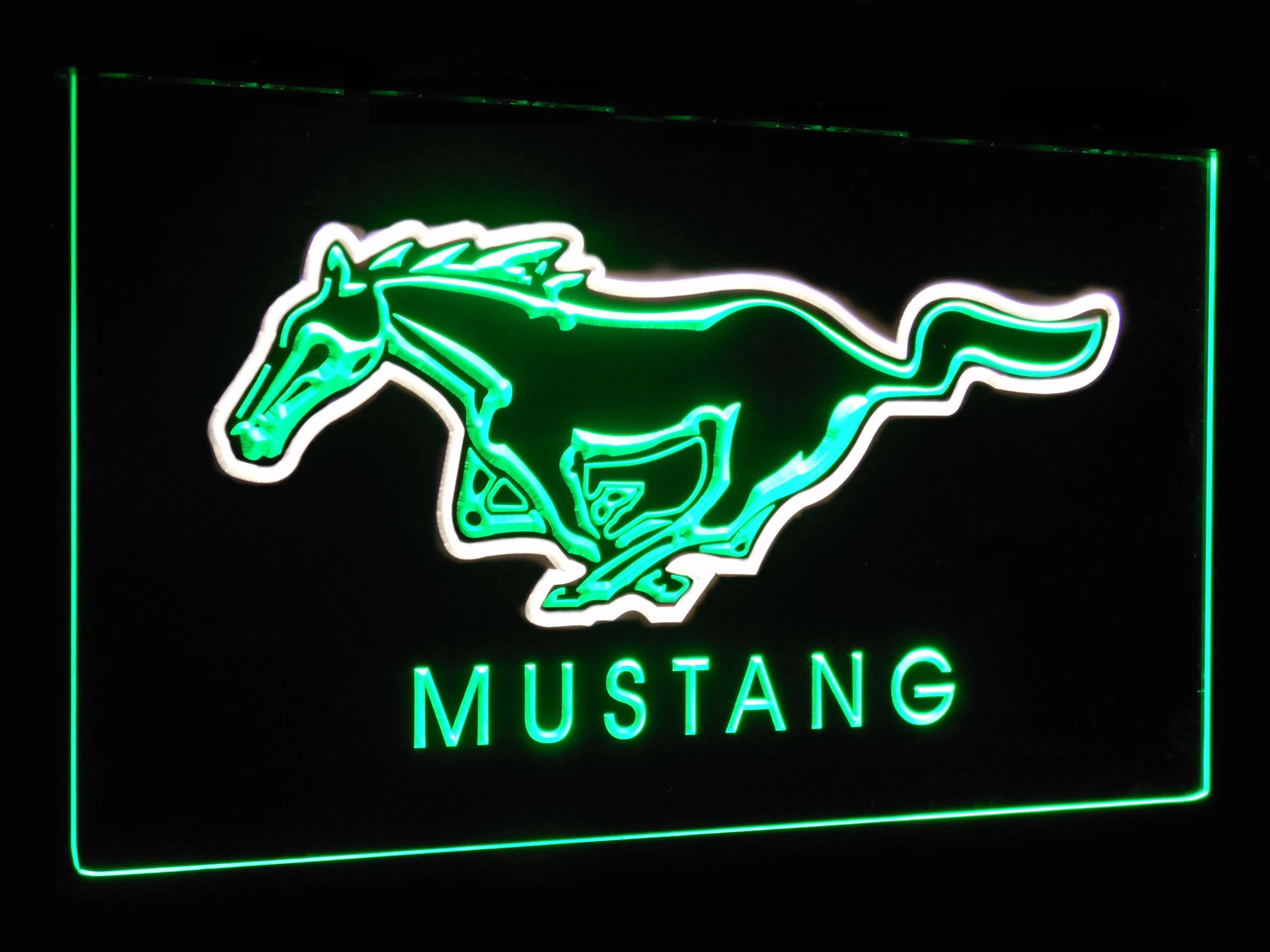 Green and Yellow Mustang Ford Horse автомобильный бар украшение подарок двойной цвет светодиодный неоновый светильник вывески st6-d0054 - Цвет: Green and Yellow