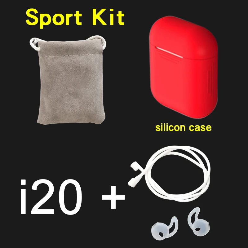i20 sport kit red I20 наушники-вкладыши TWS с 1:1 PK W1 H1 чип Беспроводной Bluetooth наушники PK i20 i12 i10 i11 i9s i13 наушники-вкладыши tws - Цвет: i20 sport kit red