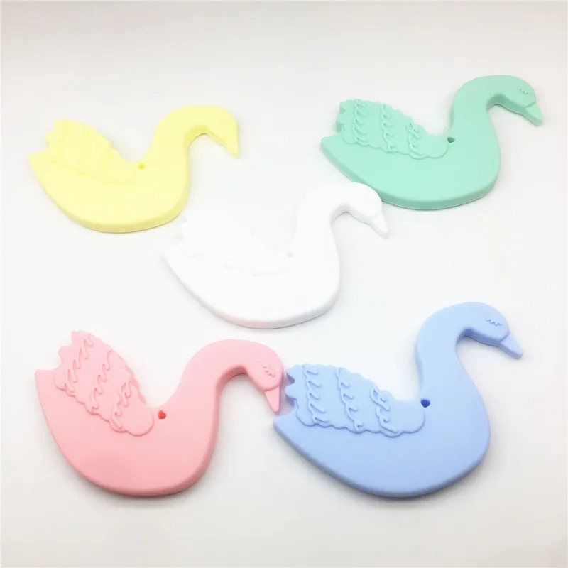 Swan Chenkai 10 шт. силиконовый Прорезыватель автомобиль ребенок мультфильм печенье Oreo Прорезыватель в форме печенья DIY Слон Бабочка животное Прорезыватель игрушка - Цвет: Swan