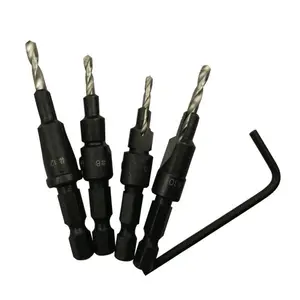 Набор сверл из быстрорежущей стали с шестигранным хвостовиком #6 #8 #10 #12, 4 шт.