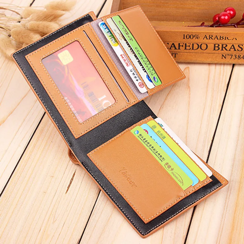 Новое поступление однотонный короткий дизайнерский мужской кожаный кошелек с