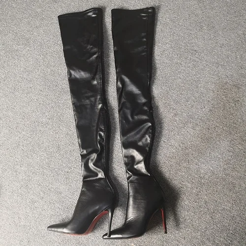 OI0976 Black Новое поступление; модные женские сапоги выше колена; Сапоги на молнии на высоком каблуке; пикантная черная обувь; женская обувь; большие размеры 4-15 - Цвет: OI0976 Black