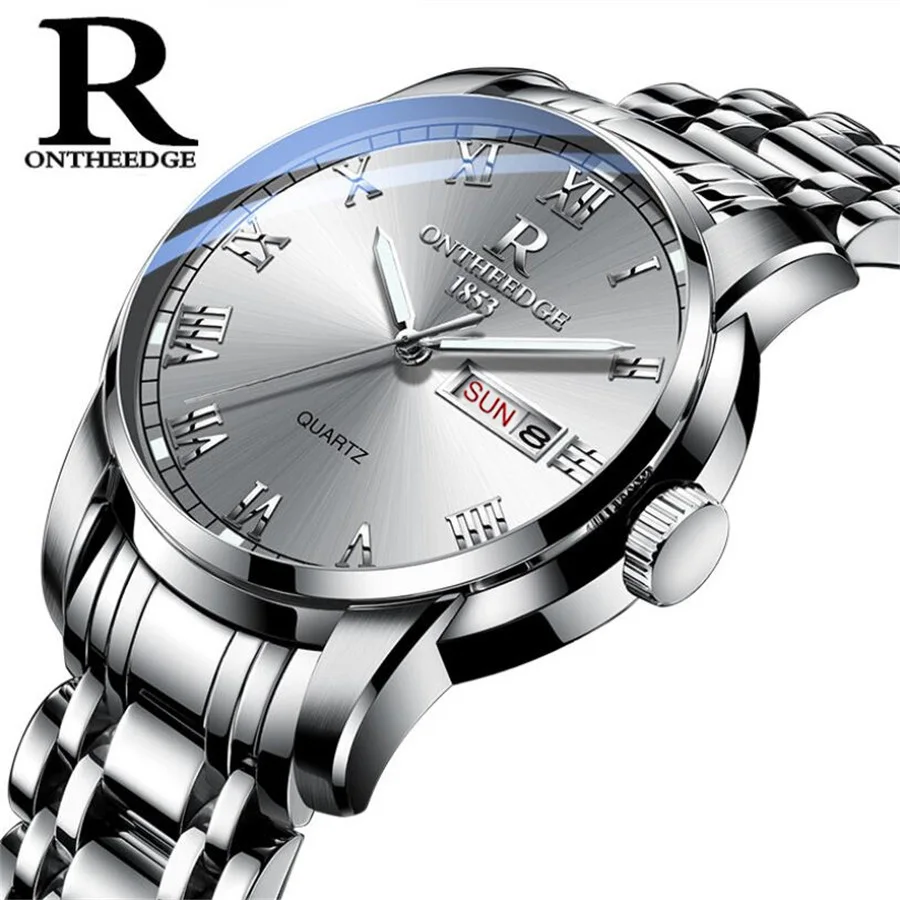 Watch Men Women Business Waterproof Clock Date Silver Steel Mens Watches Fashion Casual Ladies Quartz Wristwatch NEW