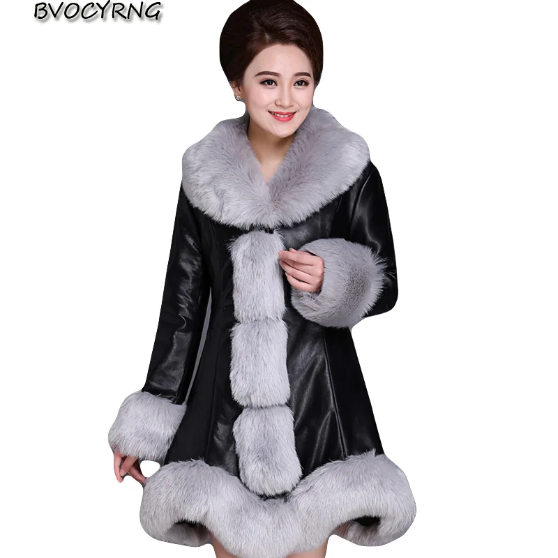 2018 куртка зимняя женская кожаная одежда большого размера пальто женское длинное