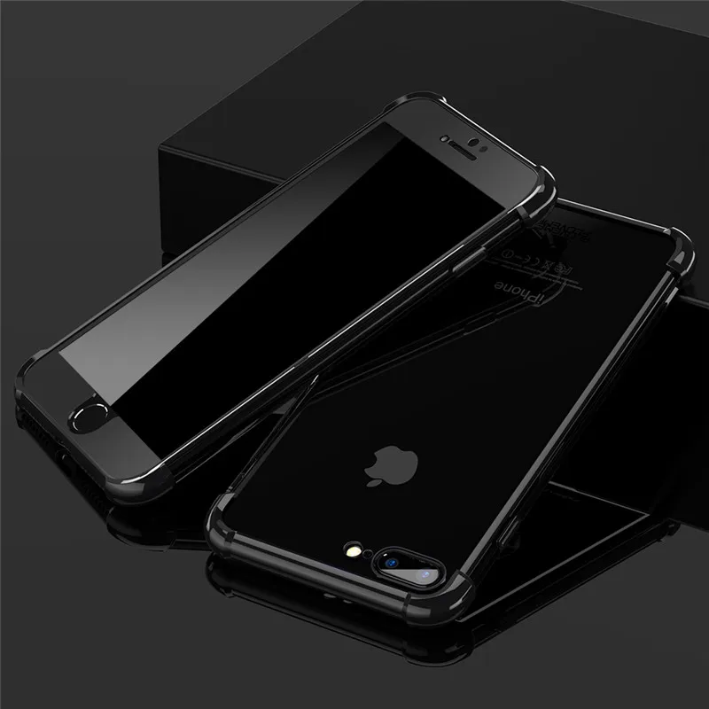 FLOVEME 360 чехол с полной защитой для iPhone X 10, Жесткий Поликарбонат, передняя Прозрачная мягкая задняя крышка из ТПУ для iPhone 6, 6 S, 7, 8 Plus, чехол s - Цвет: Черный