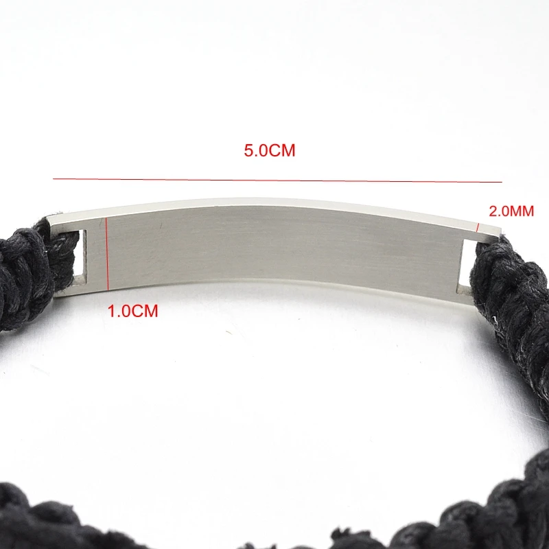 Мужской Плетеный вручную черный браслет из полированной нержавеющей стали