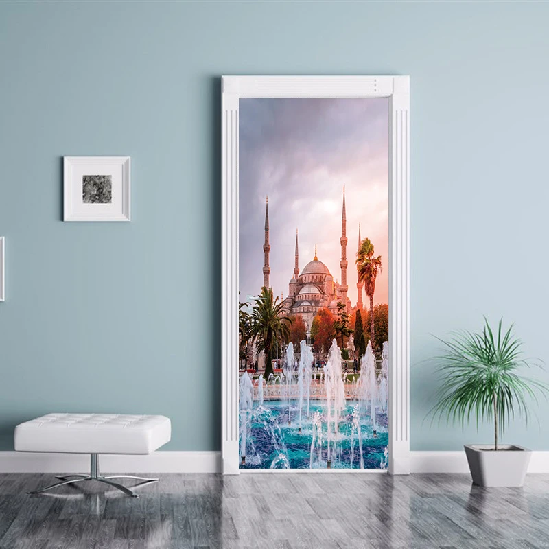 Muslim Islam Religious Wall Door Stickers Fake Pattern Living Room Wallpaper Home Decor | Дом и сад