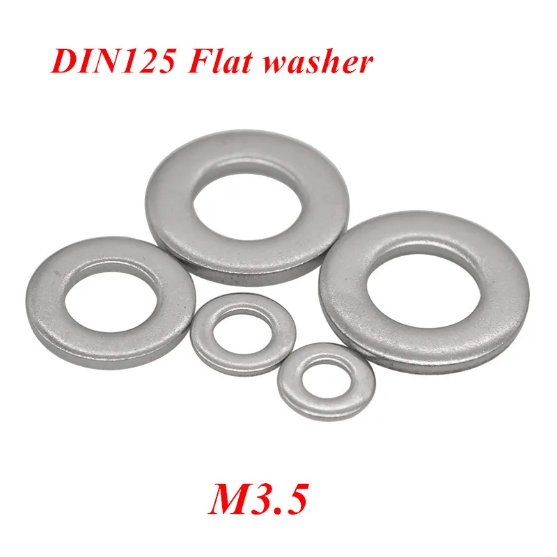 

500pcs DIN125 ISO7089 GB97 M3.5 washer A2-70/ 304 stainless steel Flat machine washer Plain Washer gasket washers Meson
