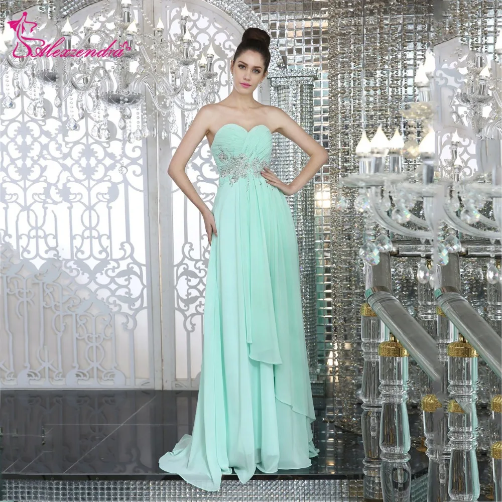 

Alexzendra A Line Chiffon Long Pregnant Prom Dresses 2018 Sweetheart Beaded Simple Party Dresses Plus Size