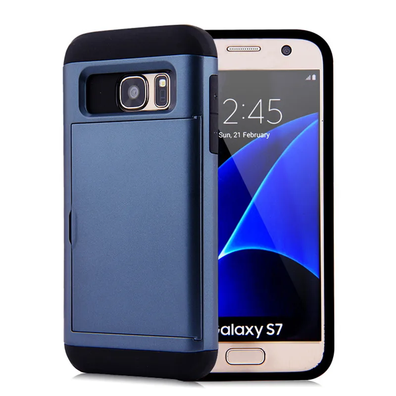 Hybrid Armor Case for Samsung Galaxy S7 S7Edge Wallet Card Holder Bumper Cover Edge Funda | Мобильные телефоны и