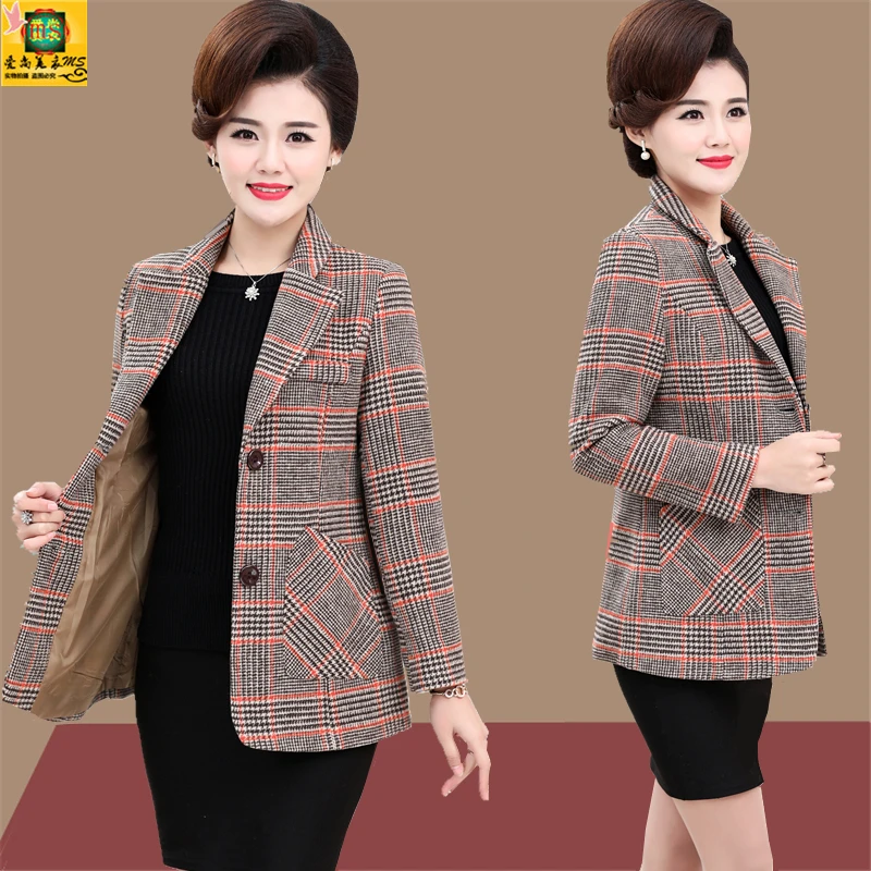 Young mother spring and autumn woolen jacket middle-aged female coat new slim high-end small suit JQ888 | Женская одежда