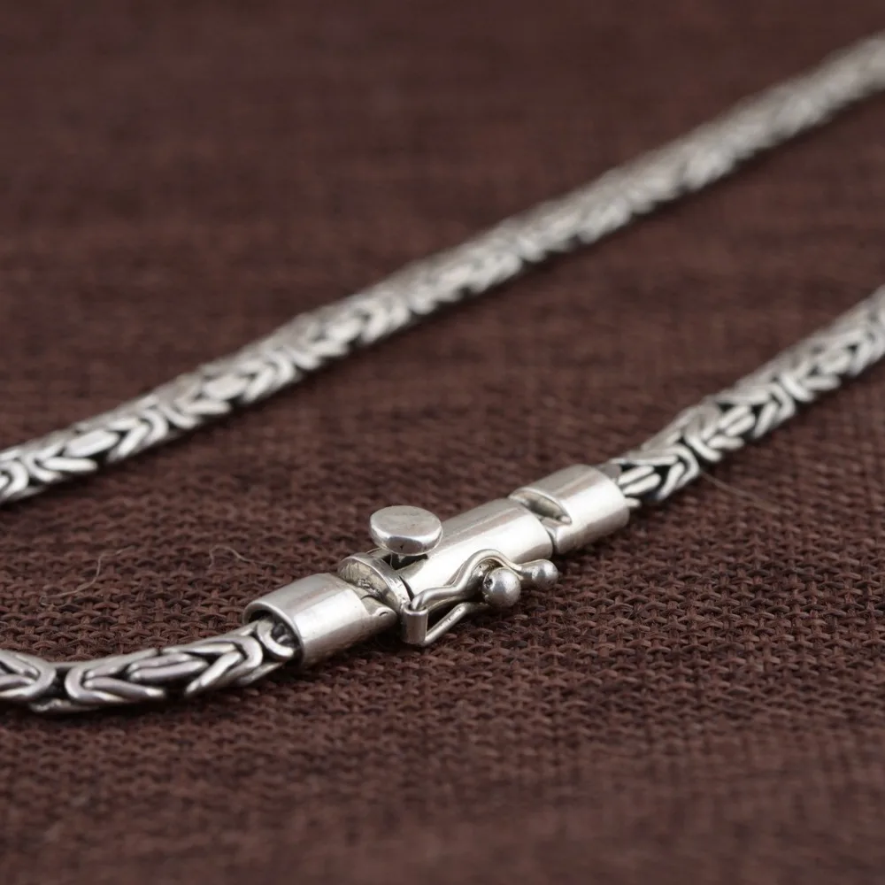

100% 925 Sterling Silver Men Necklace Vintage Punk Style Thai Silver Heavy Chain Necklace Male Fashion Jewelry Father's Day Gift