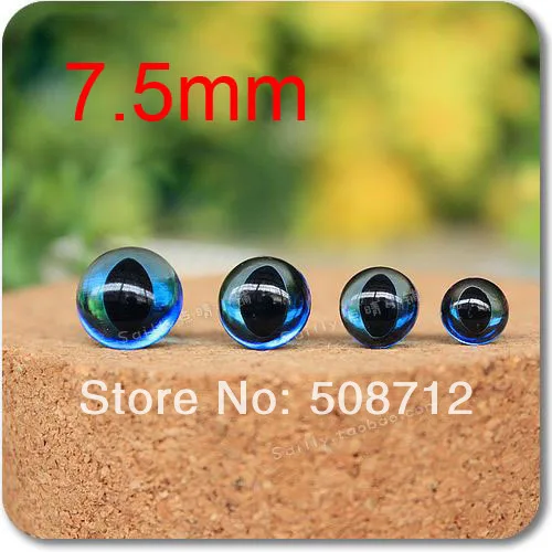 

Free shipping!!!!100pcs 7.5mm Blue Transparent Acrylic CAT Eyes Bears Dolls with METAL lock-washers