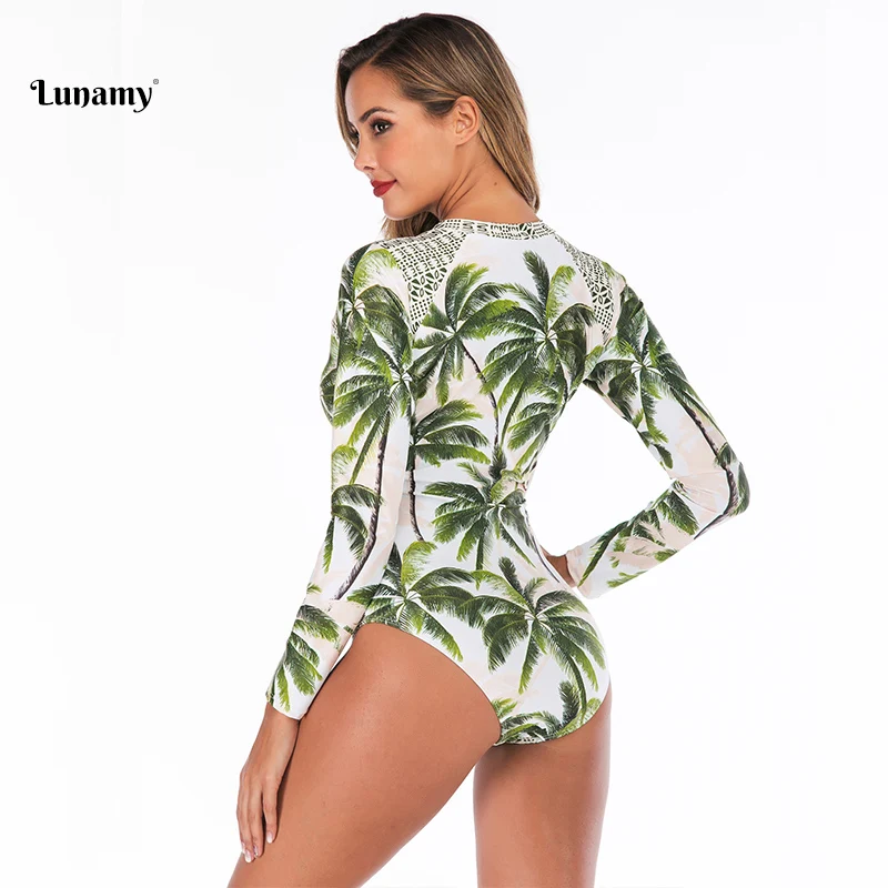 Женский купальный костюм Lunamy винтажный слитный купальник с принтом Maillot De Bain Femme