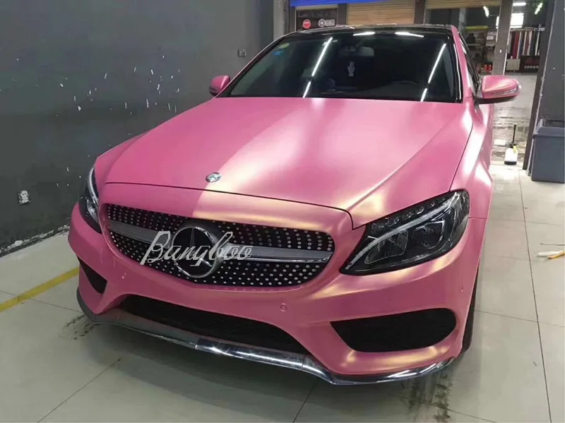 Hot Sale Colored 1.52*18M Premium Satin Diamond Gold Pink Vinyl Film With Air Bubble Free |