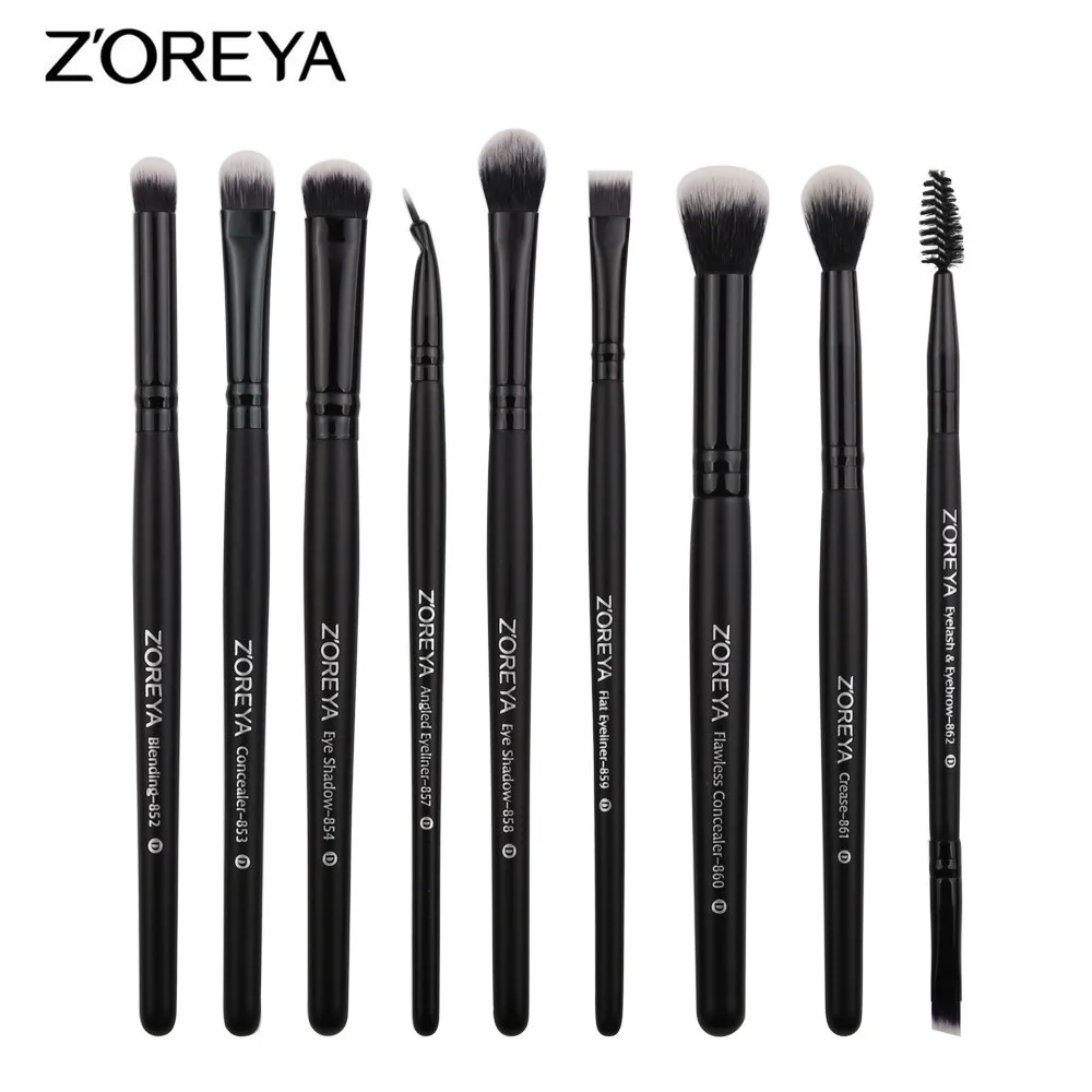 9pcs brush ZOREYA 3/4/7/9/15 шт. Профессиональный набор кистей для макияжа с сумкой пудра, кисть для теней на веки помады Maquillaje косметическая кисточка 20#703 - Handle Color: 9pcs brush