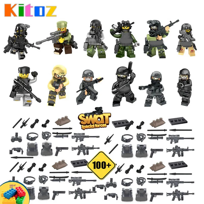 Kitoz 12 шт SWAT The Wraith Assault Armas Ghost Commando фигурки 100 + армейское оружие строительный блок