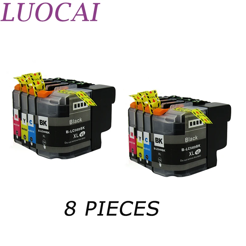 8 шт. LC569 LC569XL LC565 LC565XL LuoCai совместимые картриджи для принтеров Brother MFC-J3520 MFC-J3720
