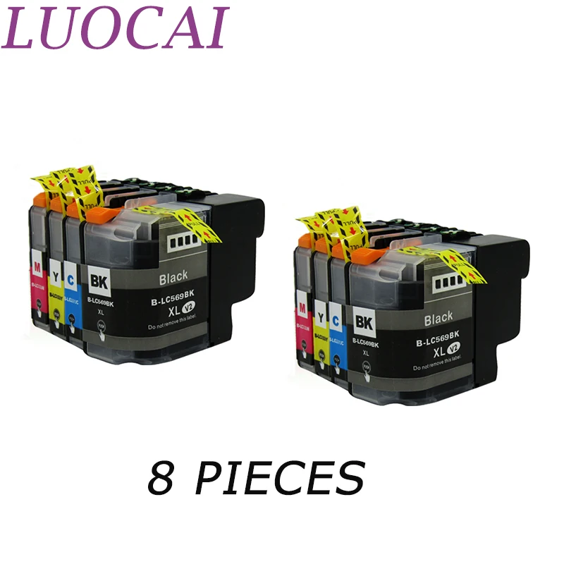 8 шт. LC569 LC569XL LC565 LC565XL LuoCai совместимые картриджи для принтеров Brother MFC J3520