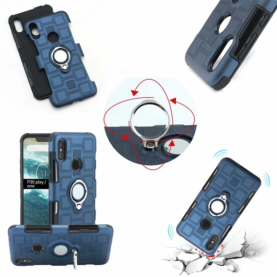 Чехол для Motorola Moto One/P30 Play противоударный чехол для телефона для Moto One/P30 Play Armor анти-падение задняя крышка чехол-подставка с кольцом