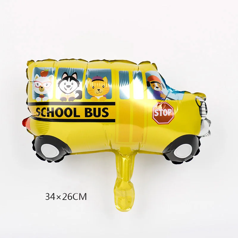 34x26cm school bus Пожарная машина поезд строительство Фольга Воздушный шар скорой помощи самолет школьный автобус большой Глобус Дети День рождения украшения шары - Цвет: 34x26cm school bus