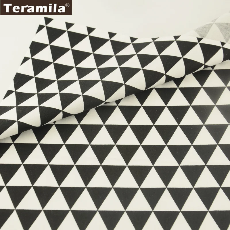 2017 Black and White Geometry Triangle Designs 100% Cotton Fabric Twill Home Textile Teramila Material Quiting Patchwork|100% cotton fabric|cotton