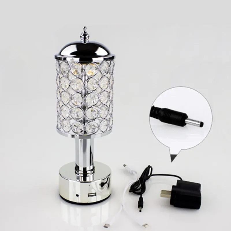 

Crystal LED Recharging Bar Table Lamp Restaurant Cafe College Dorm Bedside Night Light Study Desk Lamp