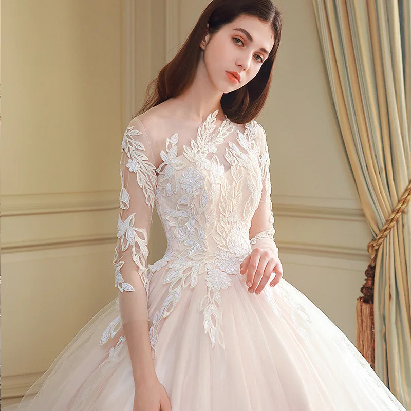 

Women's O neck short sleeve wedding dress plus size ball gown bridal dress princess wedding gown US2-US26W custom made