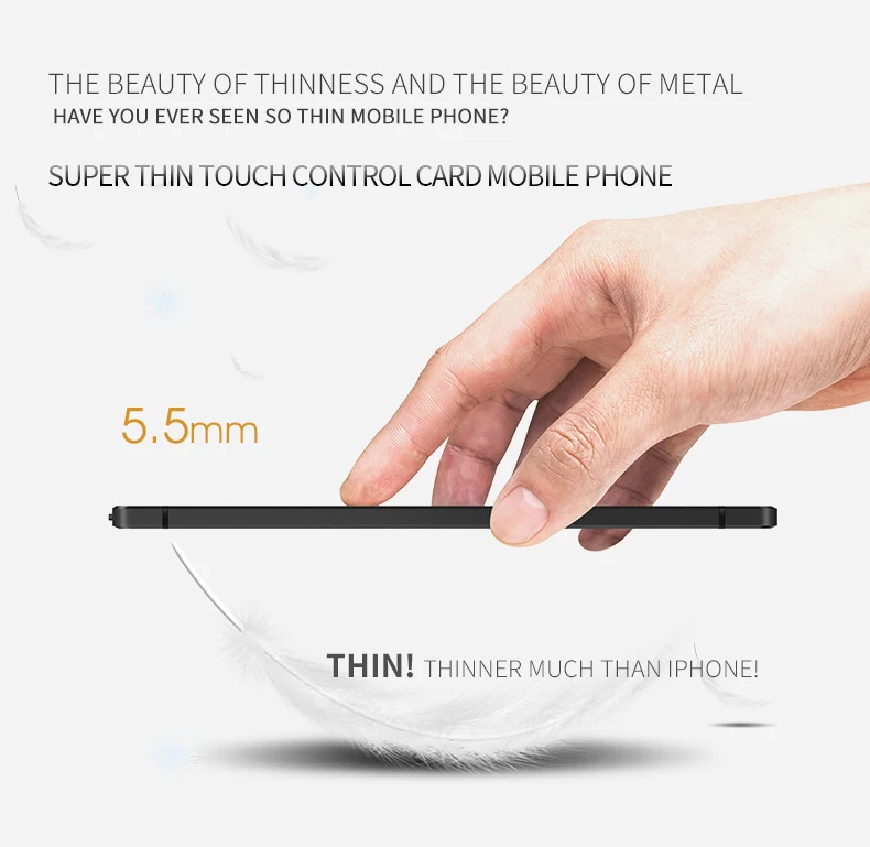 Ulcool V36 ультра тонкая карта мобильного телефона металлический корпус Bluetooth Dialer fm