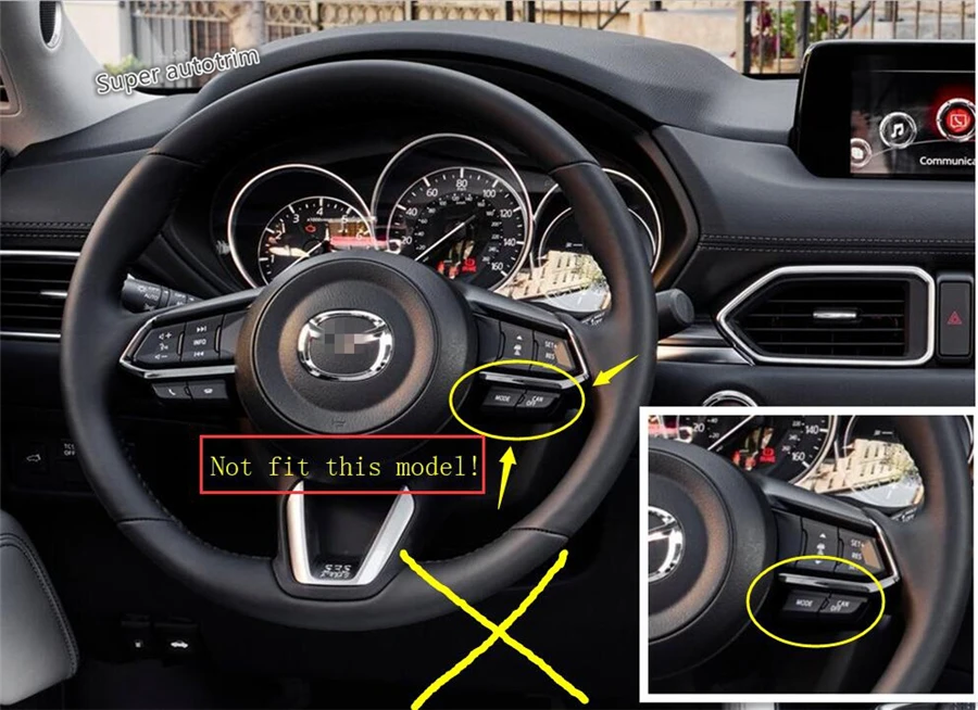 Lapetus аксессуары для интерьера Руль украшение рамка накладка ABS подходит Mazda 3 AXELA