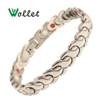 wollet jewelry health care healing energy bio magnet magnetic stainless steel bracelet bangle for women men no plating silver