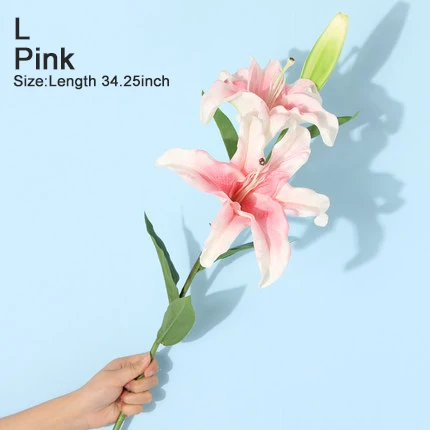 L Pink Xuanxiaotong большой искусственный PU Lilium цветы для дома декоративные наилучшие пожелания для мамы подарок настольные украшения высокое качество - Цвет: L Pink