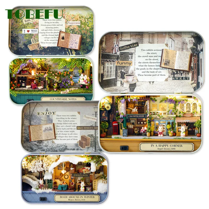 TOBEFU DIY кукла домашняя мебель ностальгические тема миниатюрная сцена Box Theatre