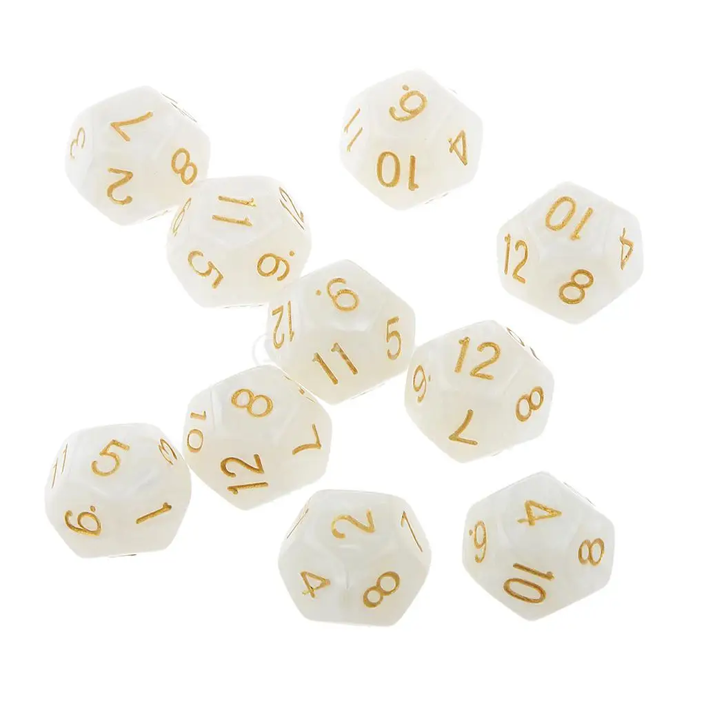 MagiDeal 10 шт многогранные игральные кости D6 D10 D12 игральные кости D& D RPG Вечерние игры Кубики цифровые настольные игры Кубики