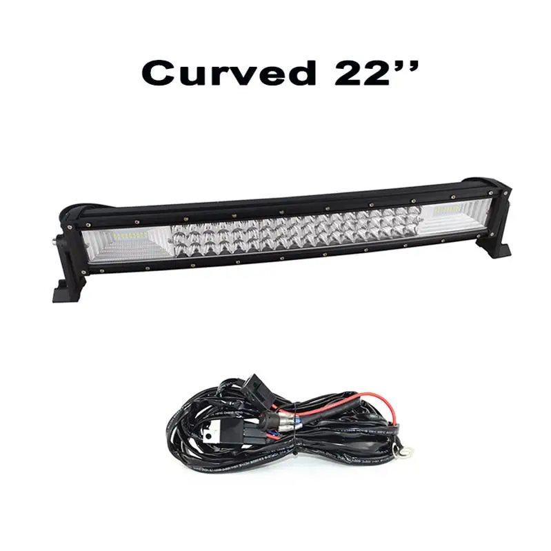 22inch 270w wire kit 22 32 42 52 дюймов 270 Вт 405 Вт 7d внедорожный светодиодный светильник бар изогнутый светодиодный вождения светильник s 4x4 внедорожный грузовик внедорожник ATV Трактор Лодка 12v 24v - Цвет: 22inch 270w wire kit
