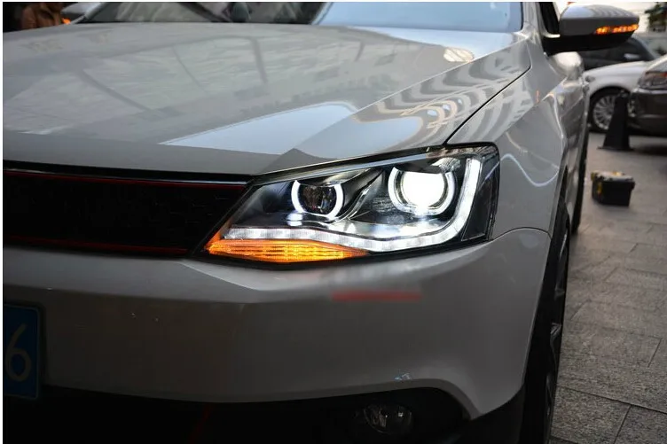 KOWELL автомобильный Стайлинг 2011- для vw jetta головной светильник s двойные ангельские глазки светодиодный светильник DRL автомобильный Стайлинг Биксеноновые линзы volkswagen jetta