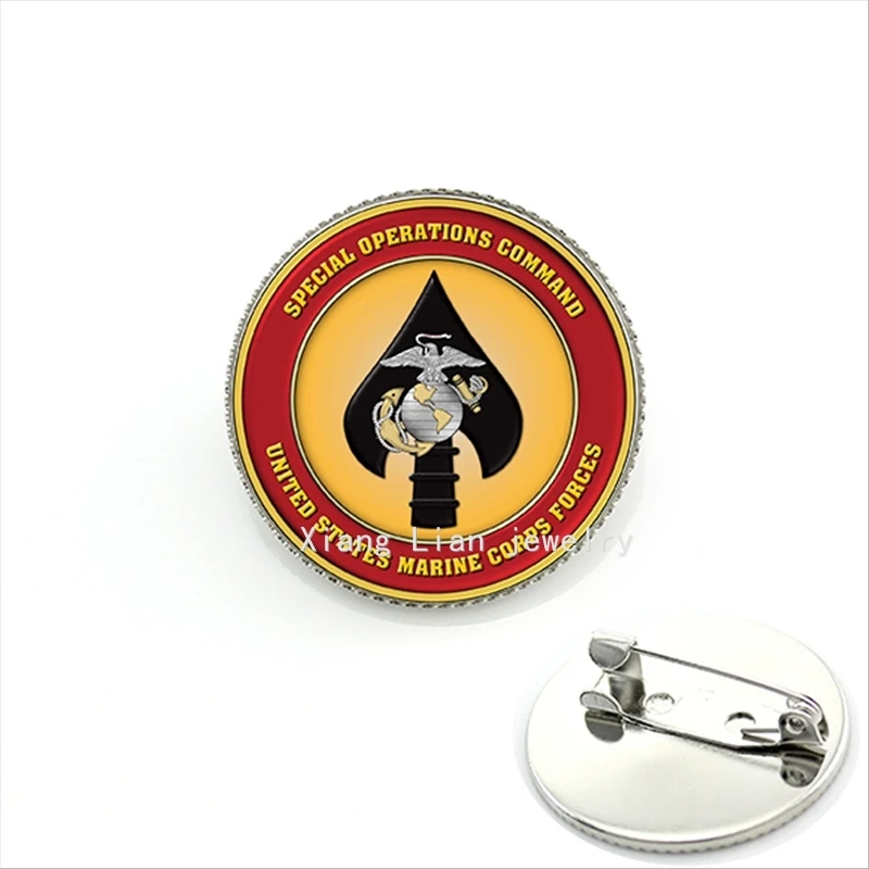 

2017 Hot Sale Women Glass Brooches Formal Military Brooch Marine Corps Porces Opertions Command Plated Accessory For Menmi032